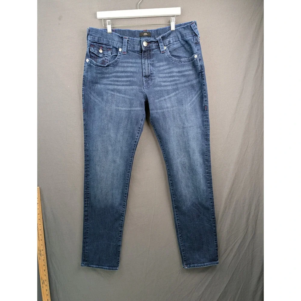 True Religion Geno Relaxed Slim‎ Mens Jeans Blue Size 38 Horseshoe Pocket